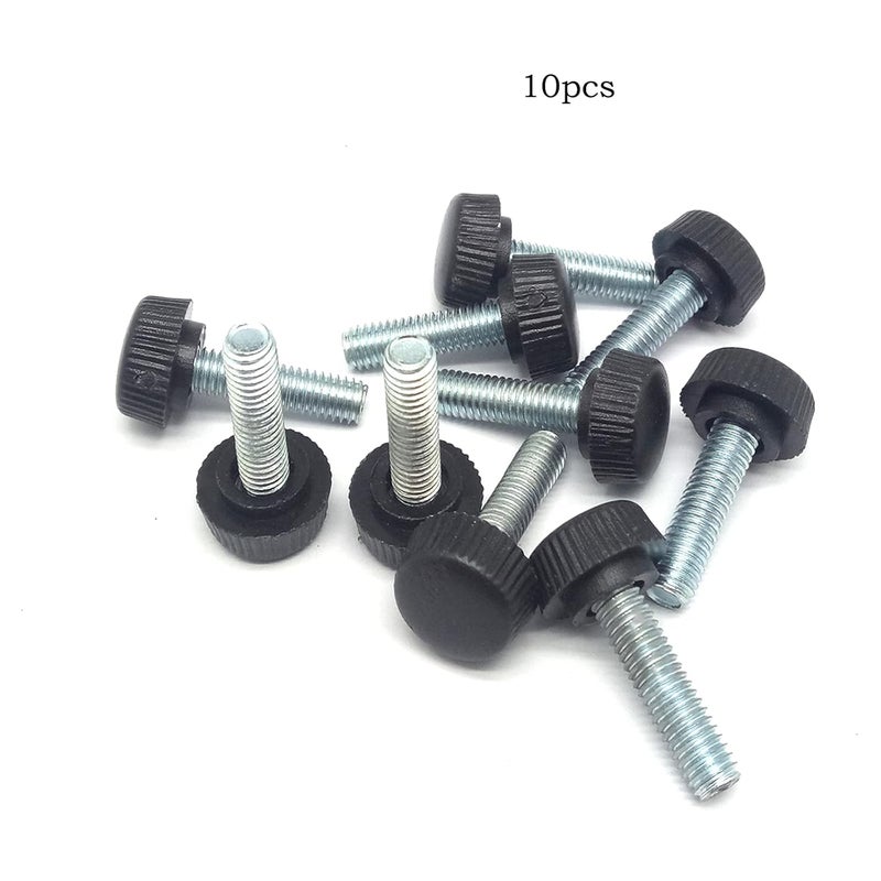 DGZ 10Pcs M6 Black Knurled Clamping Knob,Threaded Metal Knurled Thread Clamping Knob Type Round Head(M6x12) - Image 4